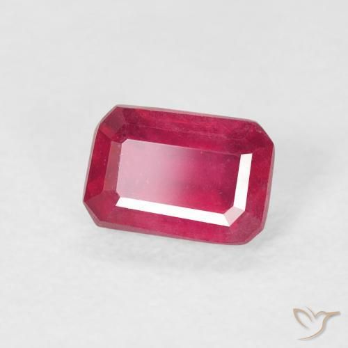 Rubi Vermelho rosado Natural 0.90ct, Corte Octógono / Esmeralda, VS