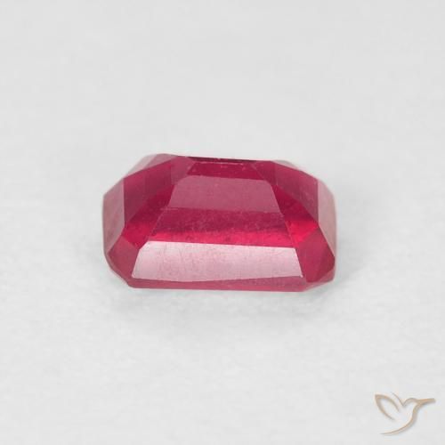 Rubi Vermelho rosado Natural 0.90ct, Corte Octógono / Esmeralda, VS
