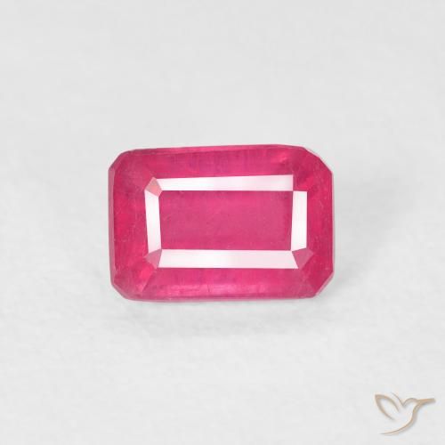 0.90ct Natural vermelho médio Rubi, Corte Esmeralda, VS