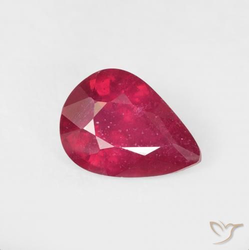 Rubi Luz vermelha Natural 1.39ct, Formato de pêra, VS-SI