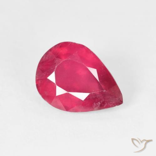 Rubi rosa avermelhado Natural 1.64ct, Formato de pêra, VS-SI