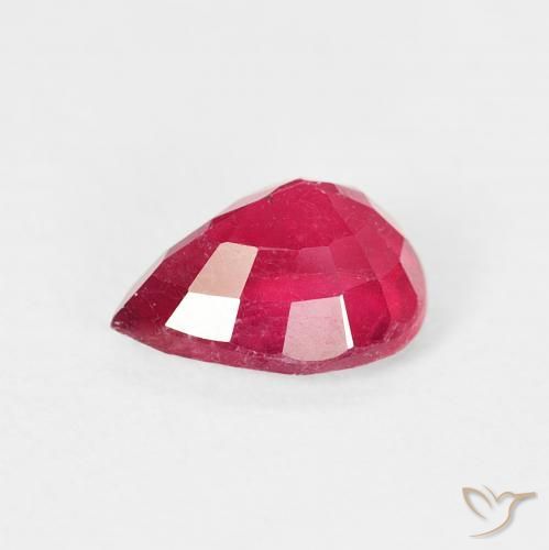 Rubi rosa avermelhado Natural 1.64ct, Formato de pêra, VS-SI
