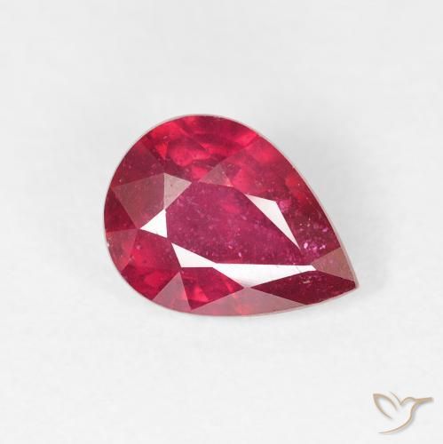 Rubi Vermelho escuro Natural 1.61ct, Formato de pêra, VS-SI