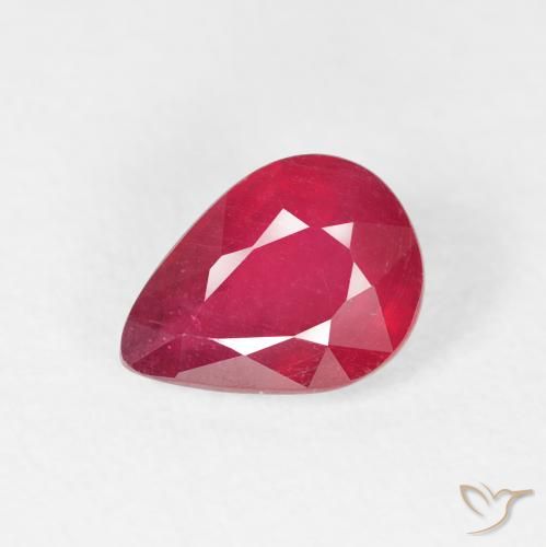 1.50ct Natural vermelho médio Rubi, Formato de pêra, VS-SI