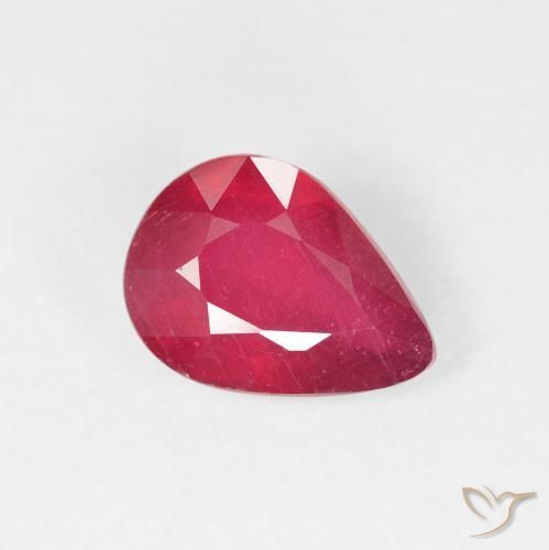 Rubi vermelho médio Natural 1.50ct, Formato de pêra, VS-SI