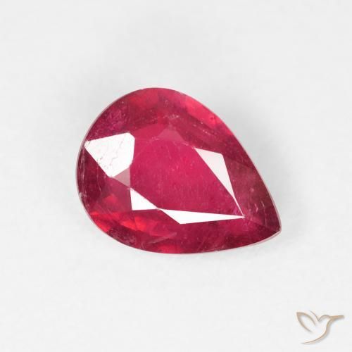 Rubi Carmesim Profundo Natural 1.32ct, Formato de pêra, VS-SI
