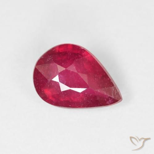 Rubi vermelho médio Natural 1.33ct, Formato de pêra, VS-SI