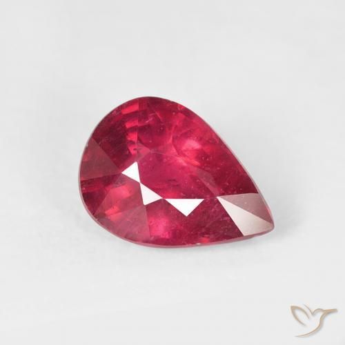 Rubi Carmesim Profundo Natural 1.38ct, Formato de pêra, VS-SI