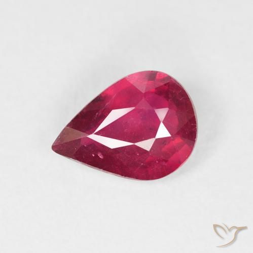 1.19ct Natural vermelho médio Rubi, Formato de pêra, VS-SI