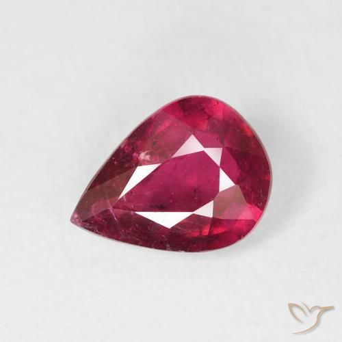 1.26ct Natural Jam Red Rubi, Formato de pêra, VS-SI