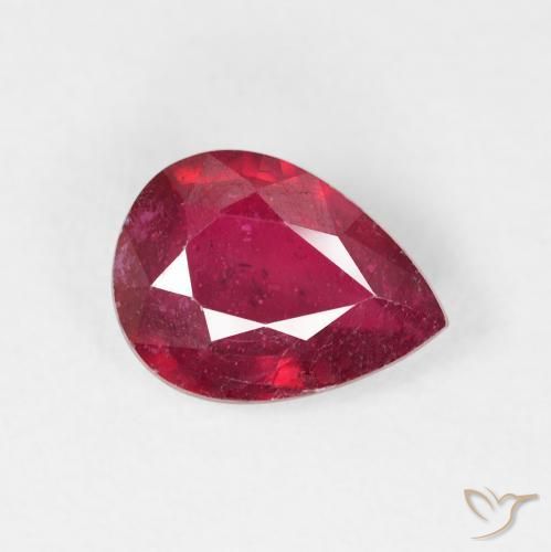 Rubi vermelho médio Natural 1.55ct, Formato de pêra, VS-SI