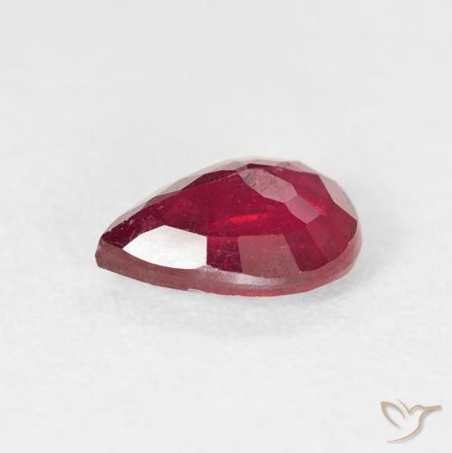 Rubi vermelho médio Natural 1.55ct, Formato de pêra, VS-SI