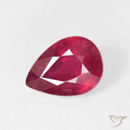 1.72ct Natural Vermelho escuro Rubi, Formato de pêra, VS-SI