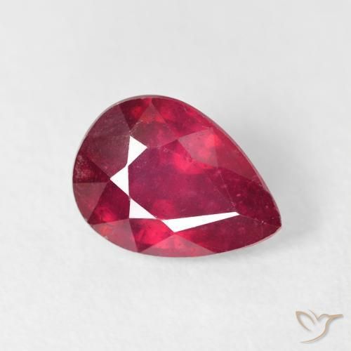 Rubi Vermelho escuro Natural 1.72ct, Formato de pêra, VS-SI