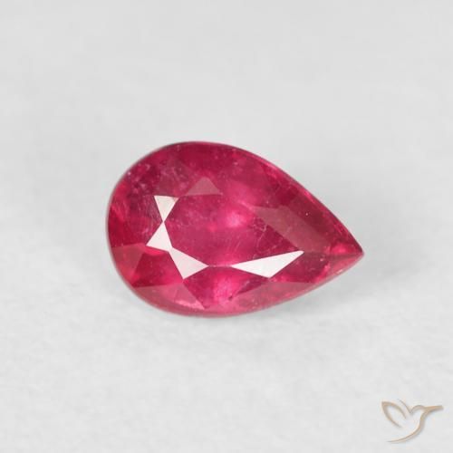 Rubi Vermelho rosado Natural 0.70ct, Formato de pêra, VS-SI