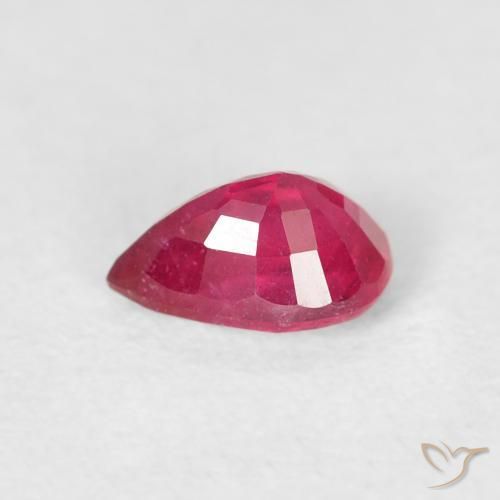 Rubi Vermelho rosado Natural 0.70ct, Formato de pêra, VS-SI
