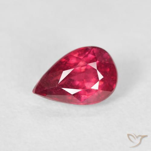 0.73ct Natural Luz vermelha Rubi, Formato de pêra, VS-SI