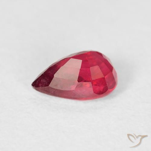 Rubi Luz vermelha Natural 0.73ct, Formato de pêra, VS-SI