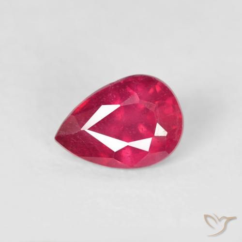 0.60ct Natural rosa avermelhado Rubi, Formato de pêra, VS-SI