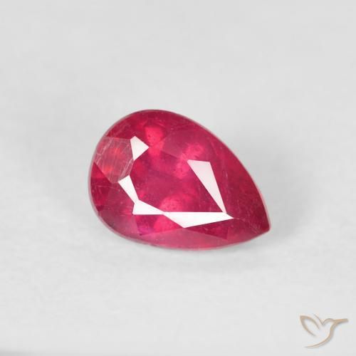 Rubi rosa avermelhado Natural 0.60ct, Formato de pêra, VS-SI
