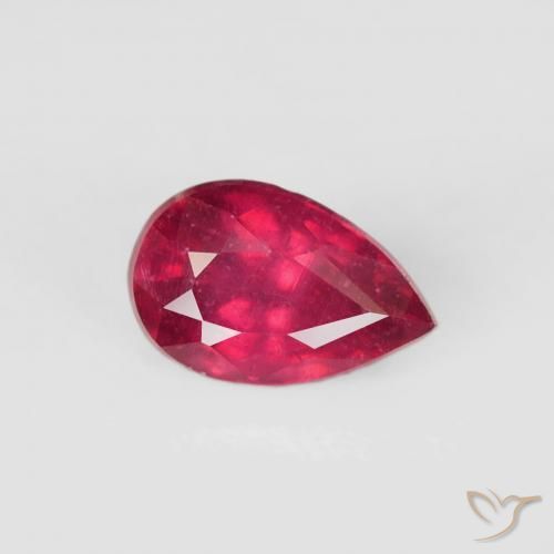 Rubi Carmesim Profundo Natural 0.70ct, Formato de pêra, VS-SI