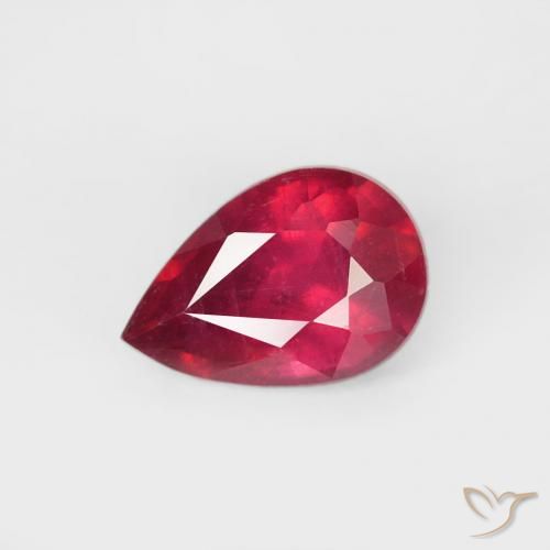 0.74ct Natural vermelho médio Rubi, Formato de pêra, VS-SI