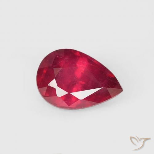 Rubi vermelho médio Natural 0.74ct, Formato de pêra, VS-SI
