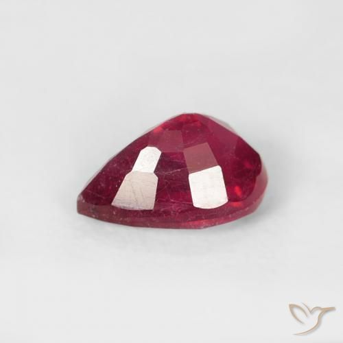 Rubi vermelho médio Natural 0.74ct, Formato de pêra, VS-SI