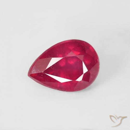 0.66ct Natural vermelho médio Rubi, Formato de pêra, VS-SI