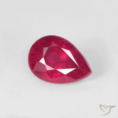 Rubi vermelho médio Natural 0.66ct, Formato de pêra, VS-SI
