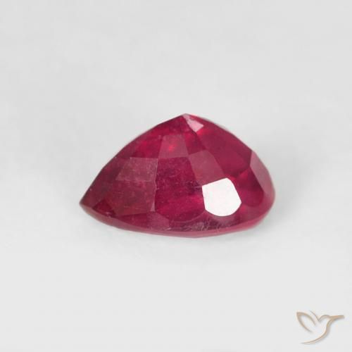 Rubi vermelho médio Natural 0.66ct, Formato de pêra, VS-SI