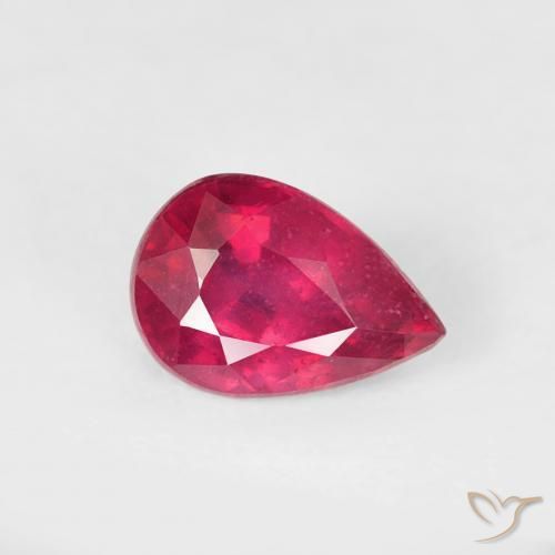 Rubi Luz vermelha Natural 0.73ct, Formato de pêra, VS-SI