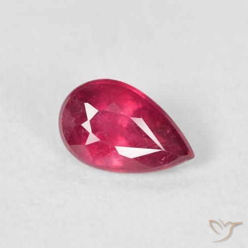 Rubi rosa avermelhado Natural 0.56ct, Formato de pêra, VS-SI