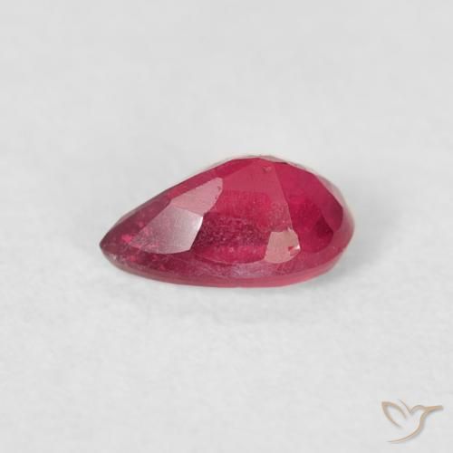 Rubi rosa avermelhado Natural 0.56ct, Formato de pêra, VS-SI