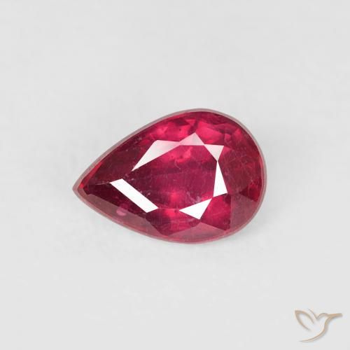0.65ct Natural Vermelho escuro Rubi, Formato de pêra, VS-SI
