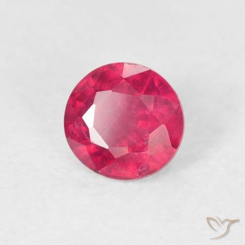 Rubi rosa avermelhado Natural 0.91ct, Redondo, VS