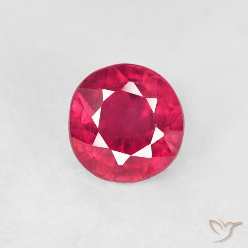 0.90ct Natural vermelho médio Rubi, Redondo, VS