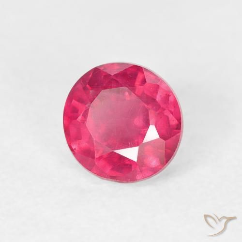 Rubi rosa avermelhado Natural 0.89ct, Redondo, VS