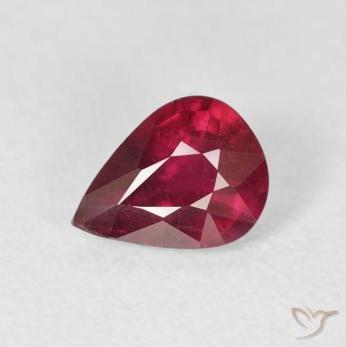 1.44ct Natural Vermelho escuro Rubi, Formato de pêra, VS-SI