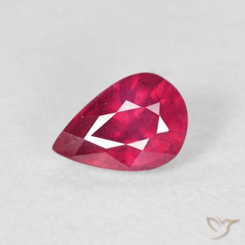 0.86ct Natural rosa avermelhado Rubi, Formato de pêra, VS-SI