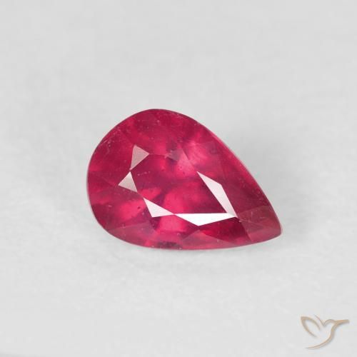Rubi rosa avermelhado Natural 0.86ct, Formato de pêra, VS-SI