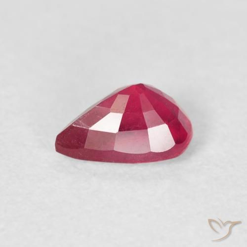 Rubi rosa avermelhado Natural 0.86ct, Formato de pêra, VS-SI