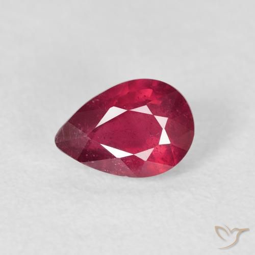1.17ct Natural vermelho médio Rubi, Formato de pêra, VS-SI