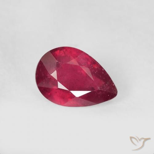 Rubi vermelho médio Natural 1.17ct, Formato de pêra, VS-SI