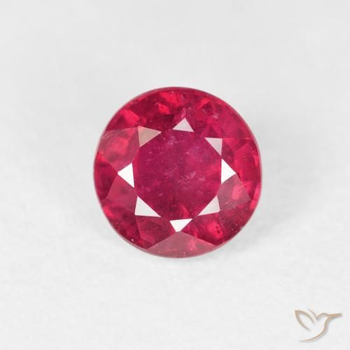 0.99ct Natural vermelho médio Rubi, Redondo, VS