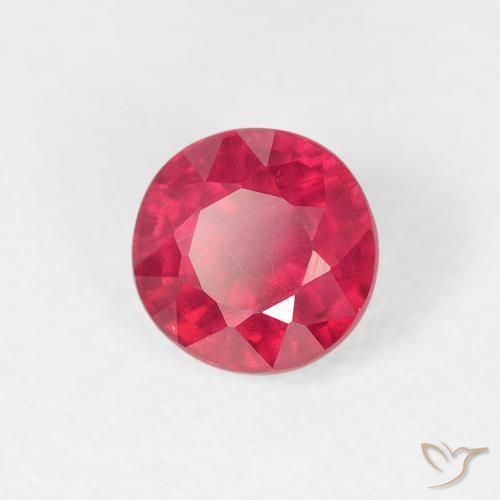 Rubi Vermelho rosado Natural 0.93ct, Redondo, VS
