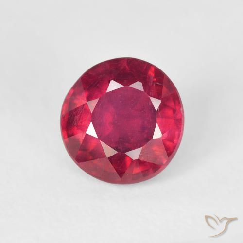 1.37ct Natural Luz vermelha Rubi, Redondo, VS