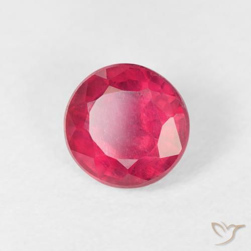 Rubi Vermelho rosado Natural 1.34ct, Redondo, VS