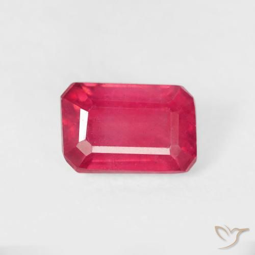 0.98ct Natural Vermelho rosado Rubi, Corte Esmeralda, VS