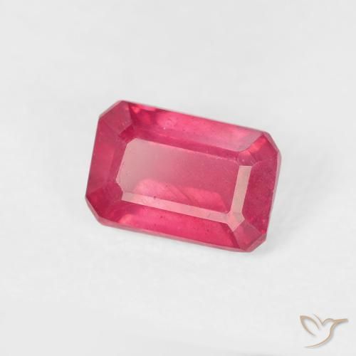Rubi Vermelho rosado Natural 0.98ct, Corte Octógono / Esmeralda, VS